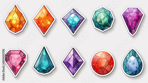 Illustration of Colorful Crystal Stickers