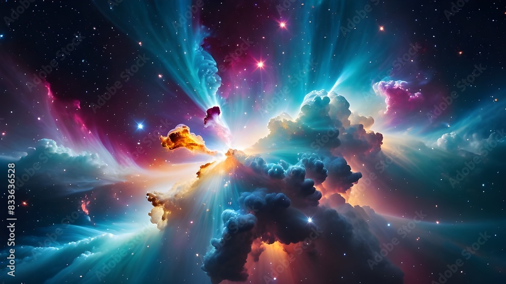 Fototapeta premium Colorful space galaxy cloud nebula. Stary night cosmos. Universe science astronomy. Supernova background wallpaper
