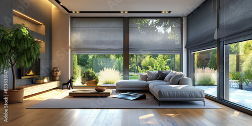 Elegant Energy Solutions: Contemporary Interior with Cellular Window Shades