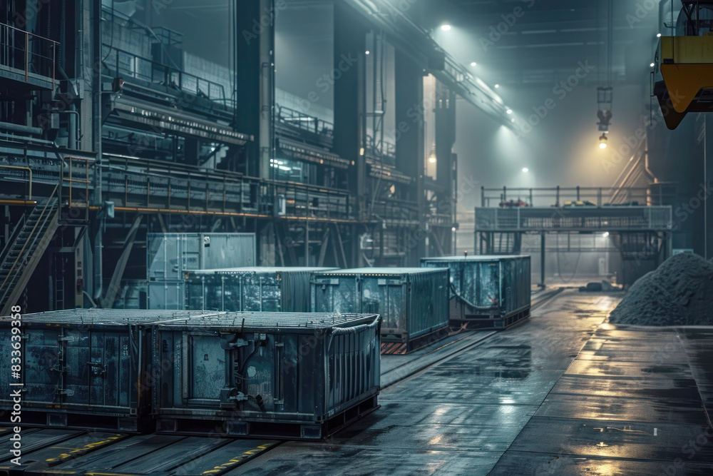 Obraz premium Rare Earth Element Storage Facility with Industrial Setting