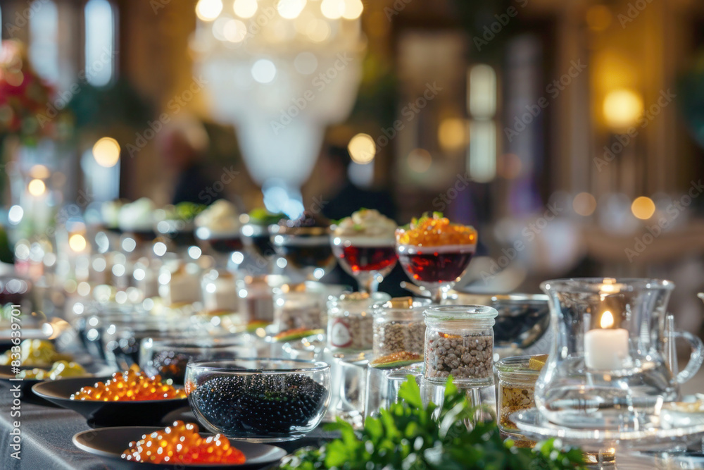 Caviar Tasting Setup in Luxury Setting Caviar Tasting Setup in Luxury Setting
