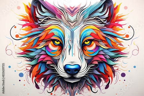 street graffiti design, colorful wolf graffiti