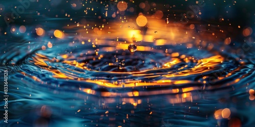 Colorful water droplets with vibrant bokeh lights © Sergey