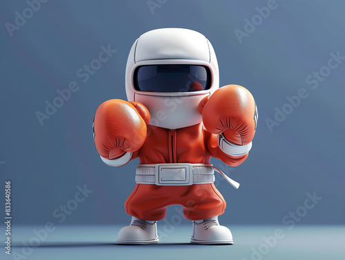 3D illustration of a robot boxer. Generative ai.