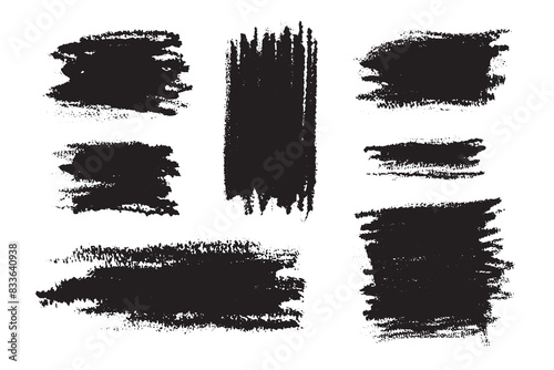 brush grungy black ink paint  vector Set. hand drawn graphic element isolated on white background.