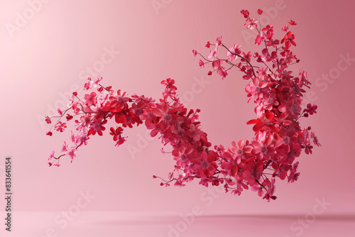 Pink cherry blossom floral shaped for spring nature design