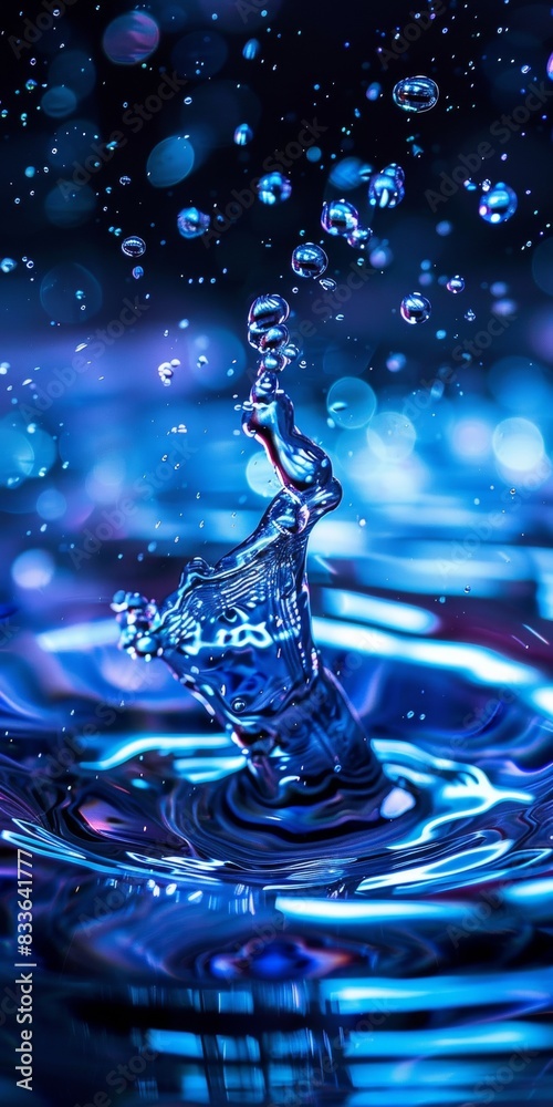 Colorful water droplets with vibrant bokeh lights Colorful water droplets with vibrant bokeh lights