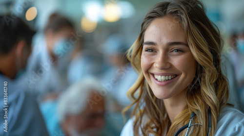 Woman With Stethoscope Smiling at Camera