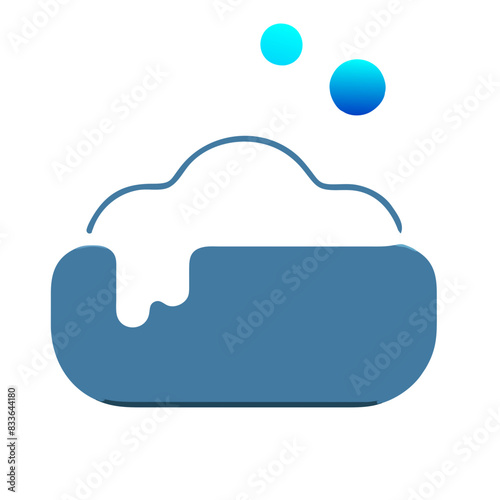  Vector image of a soap bar with bubbles, designed in a simple and clean style.