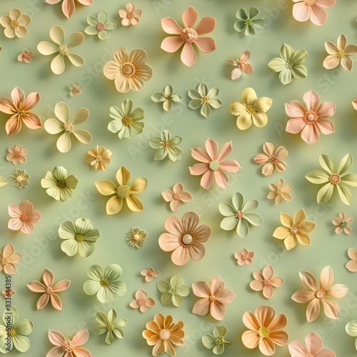 Seamless repeating pattern Soft color background and different little flowers   © Kelton