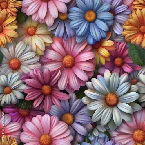 seamless repeating pattern 3d real flowers with details real flowers   