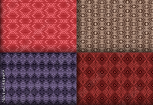 Trendy geometric chevron seamless pattern set. British motif ethnic patterns....