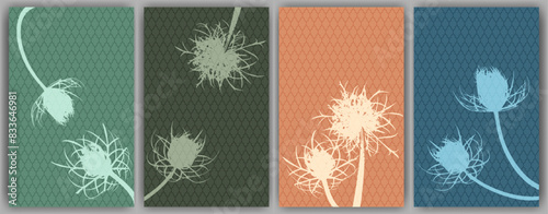 Carrot flower banners vector design. Abstract fluffy dandelions.