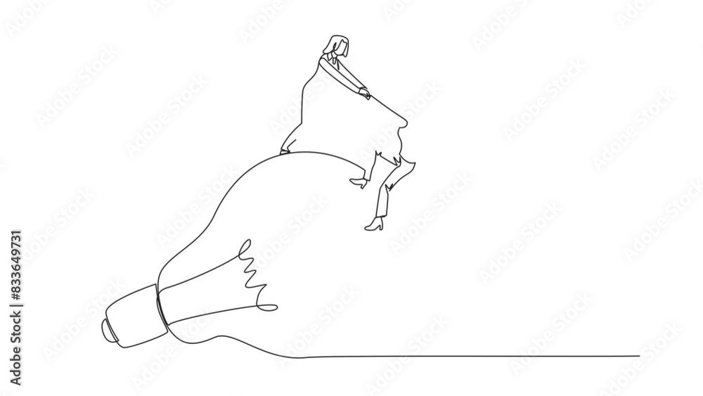 Animated self drawing of continuous line drawing businesswoman helps colleague climb the big lightbulb. Metaphors related to ideas. The best brilliant ideas. Full length single line animation Animated self drawing of continuous line drawing businesswoman helps colleague climb the big lightbulb. Metaphors related to ideas. The best brilliant ideas. Full length single line animation