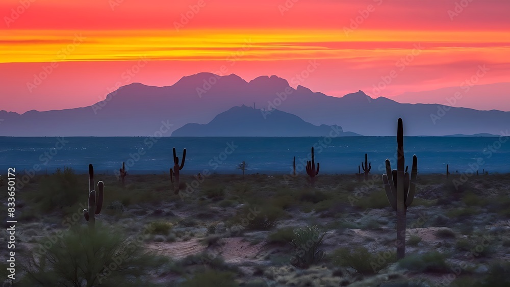 Fototapeta premium Desert sunset with mountain