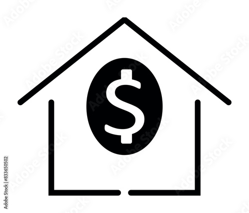 Home icon vector illustration with dollar. Home loan icon. icon related to real estate. Simple vector design editable.