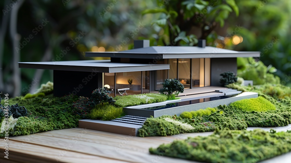 Obraz premium Miniature Dream Home: Perfectly Detailed Model House Captured in Stunning Detail