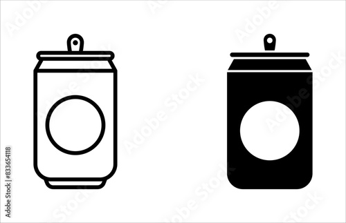 energy drink can icon set. aluminum soda can line art vector icon for apps and websites on white background.