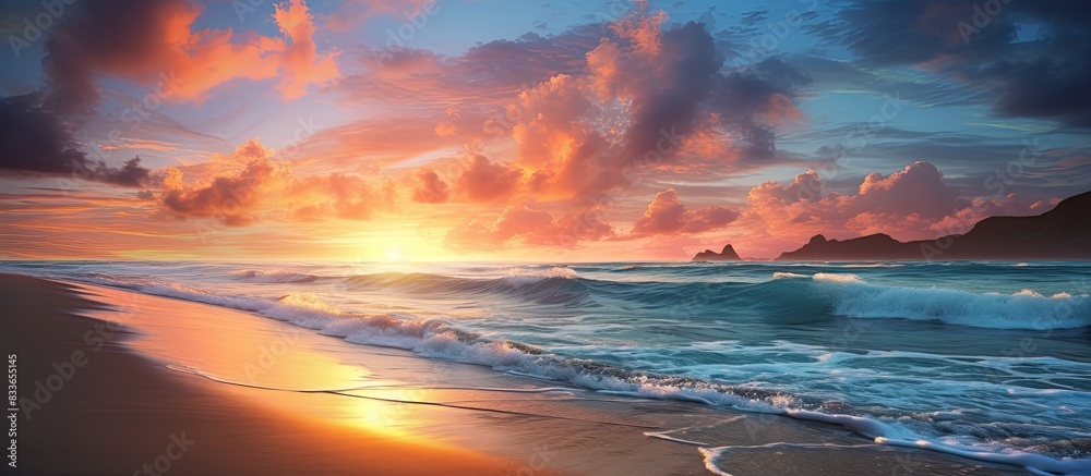 Romantic sunset on the beach. Creative banner. Copyspace image Romantic sunset on the beach. Creative banner. Copyspace image