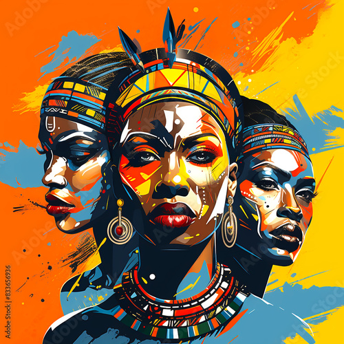 black girl face African tribes have bright colors Bright, interesting color concept