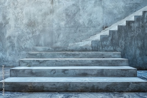 A visually striking image of a concrete-staircase with side lighting casting defined shadows photo