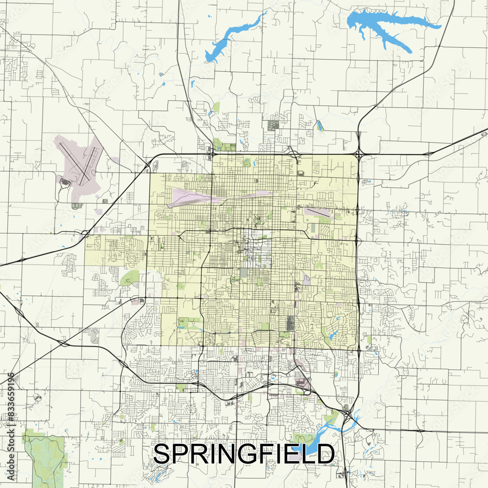 Springfield, Missouri, United States map poster art Springfield, Missouri, United States map poster art