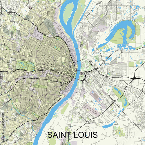 Saint Louis, Missouri, United States map poster art
