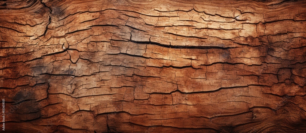 Naklejka premium Texture of tree bark on the trunk of a large tree. Creative banner. Copyspace image