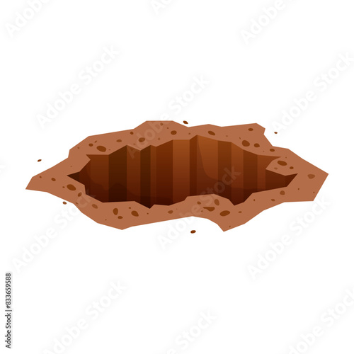 Soil pit, cartoon vector icon