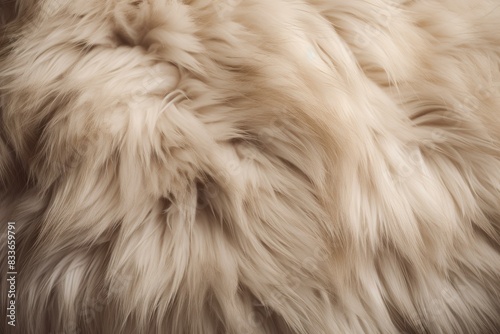 Detailed shot of plush beige fur texture, suitable for cozy background