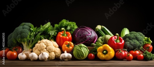 Different fresh vegetables on the table. Creative banner. Copyspace image