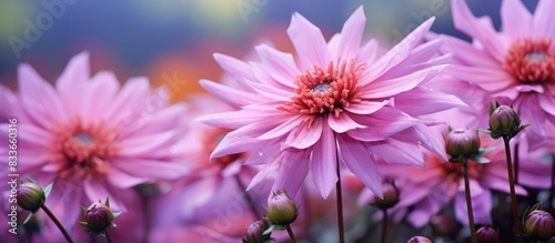 pupus tanaman bunga ditaman yang baru tumbuh terlihat indah difoto dengan lensa makro. Creative banner. Copyspace image photo