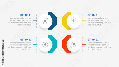 Four Step Infographic element design Vector template for presentation. process diagram and presentations step, workflow layout, banner, flow chart, info graphic vector illustration.