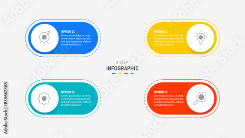 Four Step Infographic element design Vector template for presentation. process diagram and presentations step, workflow layout, banner, flow chart, info graphic vector illustration.
