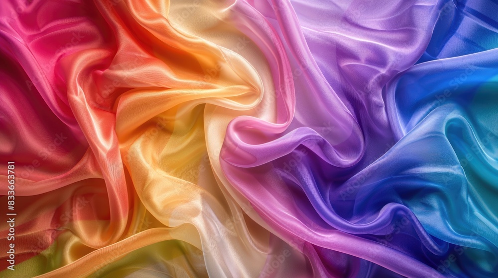 Fototapeta premium The rainbow colorful sheet or flag waving