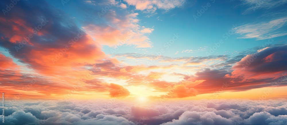 Obraz premium Sky with cloud at sunset. Creative banner. Copyspace image