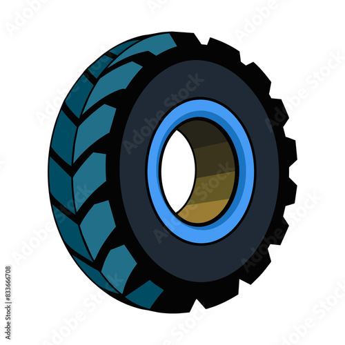Bold Industrial Tire Logo Design with Blue Accents for Heavy Machinery and Automotive Branding Instant Free Download