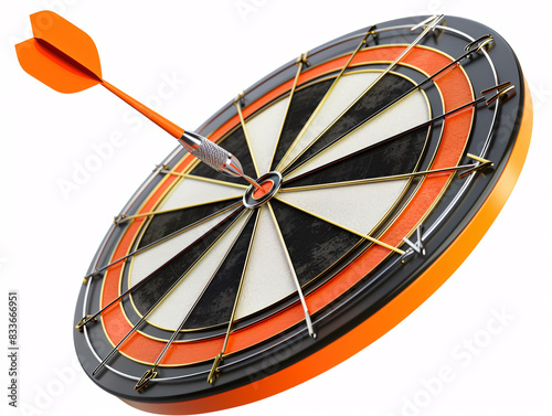 a dart hitting the center of a dart board