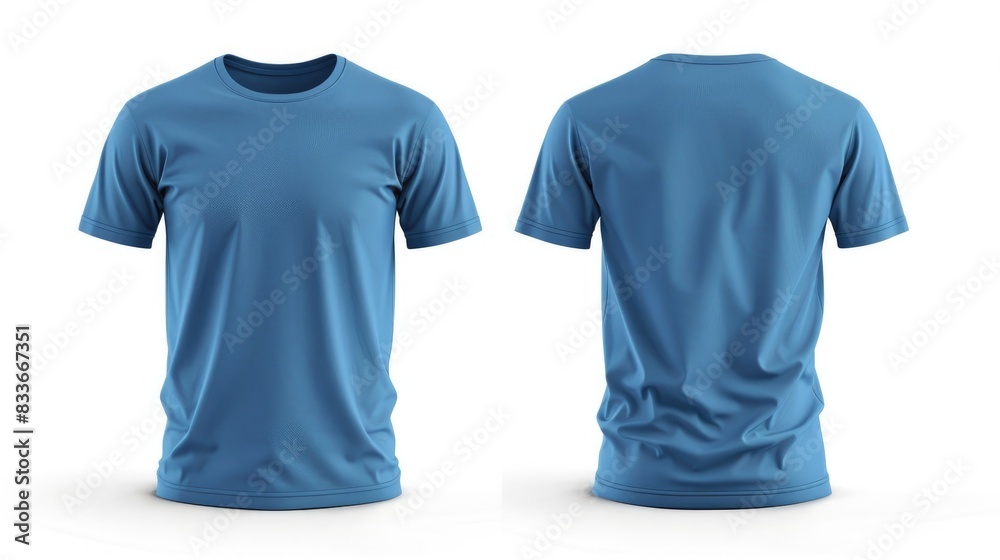 Plain blue t-shirt front and back view for mockup in white background
Plain blue t-shirt front and back view for mockup in white background