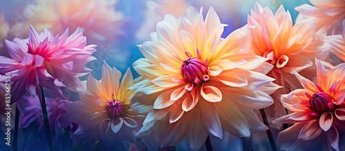 Colorful filter and texture techniques create stunning flowers. Copyspace image