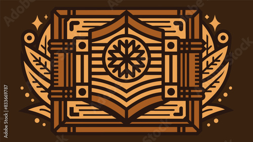 Intricate handcarved wooden stamps are used to add an elegant and unique pattern to the front cover of a handcrafted journal.. Vector illustration