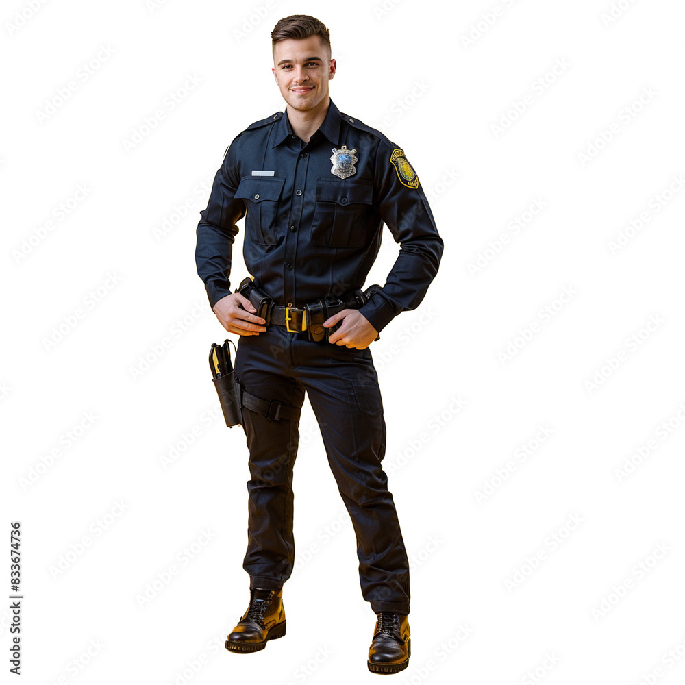 Serious Male Police Officer Portrait, Isolated Serious Male Police Officer Portrait, Isolated