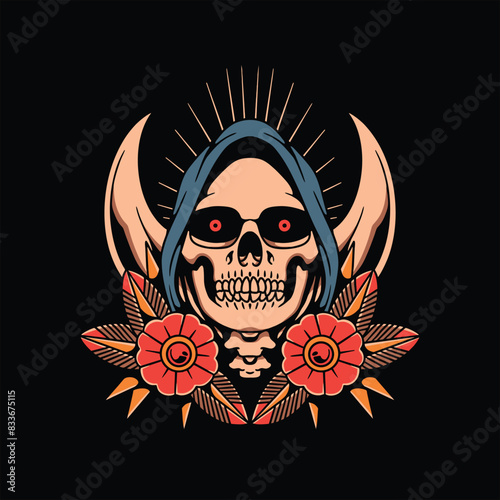 grim reaper tattoo vector design