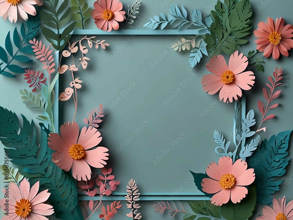 Obraz premium frame with flowers and leaves
