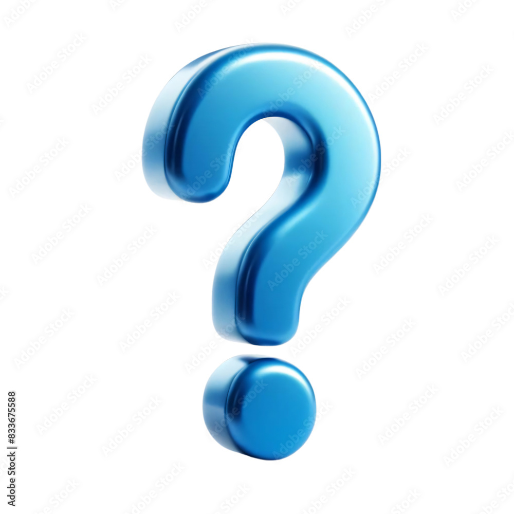 A shiny blue question mark on a transparent background. The question mark has a smooth and reflective surface, giving it a glossy A shiny blue question mark on a transparent background. The question mark has a smooth and reflective surface, giving it a glossy