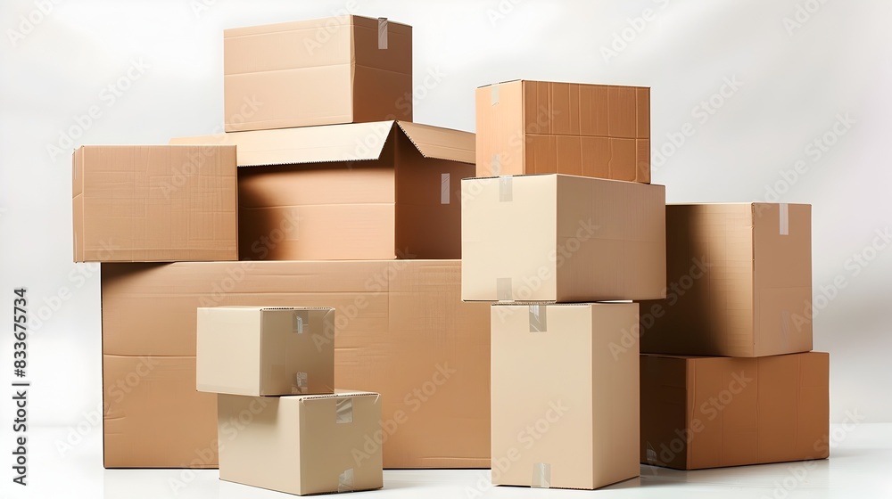 Organized Cardboard Boxes Stack Ready for Product Packaging Design and Customization Organized Cardboard Boxes Stack Ready for Product Packaging Design and Customization