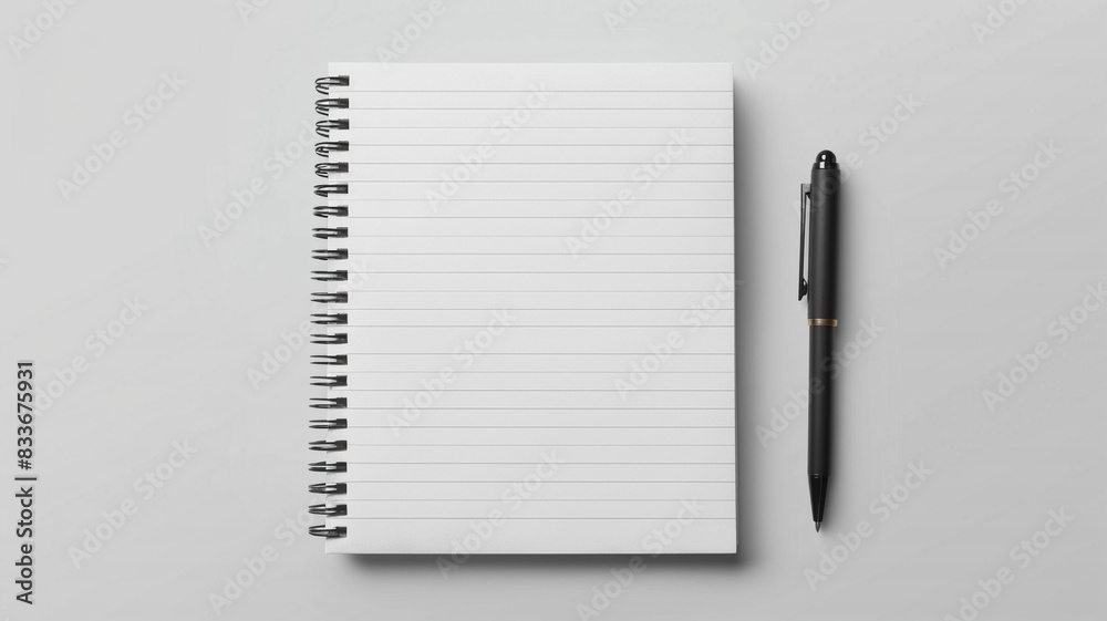 A blank notebook with lined paper and a pen A blank notebook with lined paper and a pen