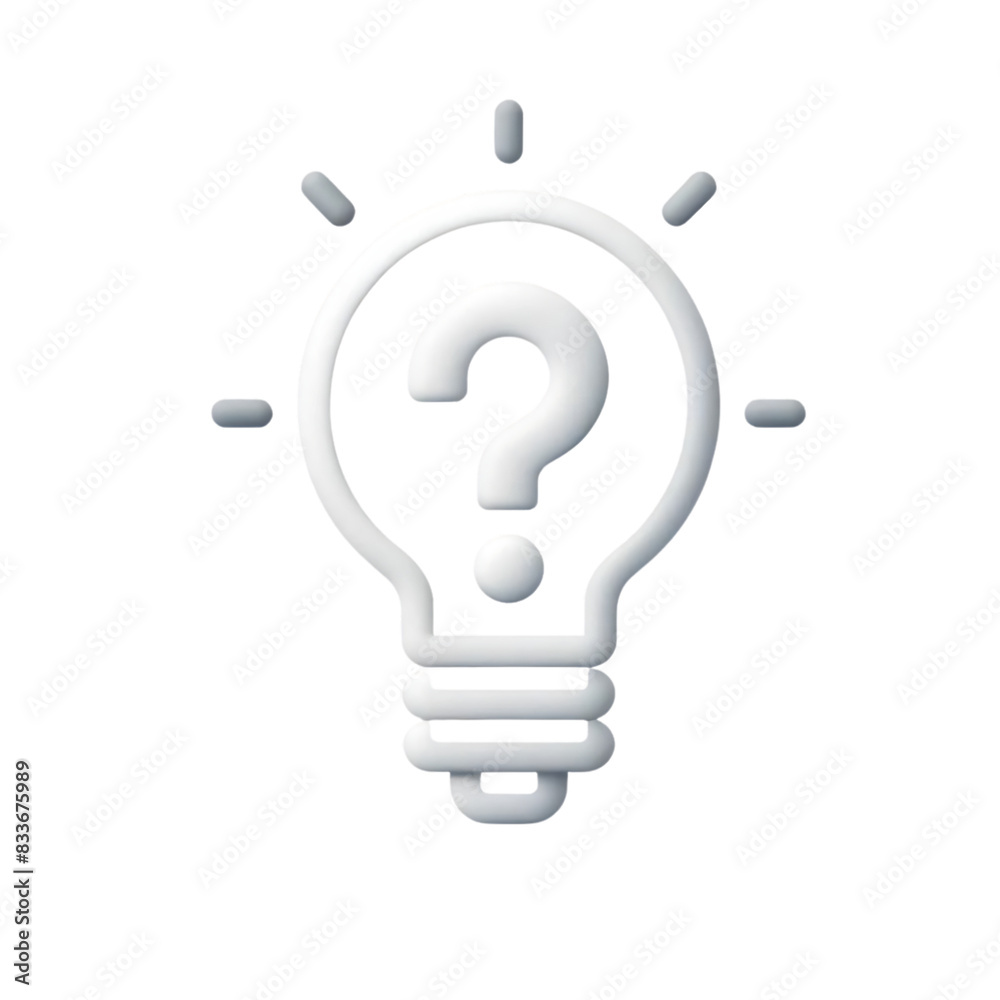 A white icon of a lightbulb with a question mark inside it, on a transparent background A white icon of a lightbulb with a question mark inside it, on a transparent background