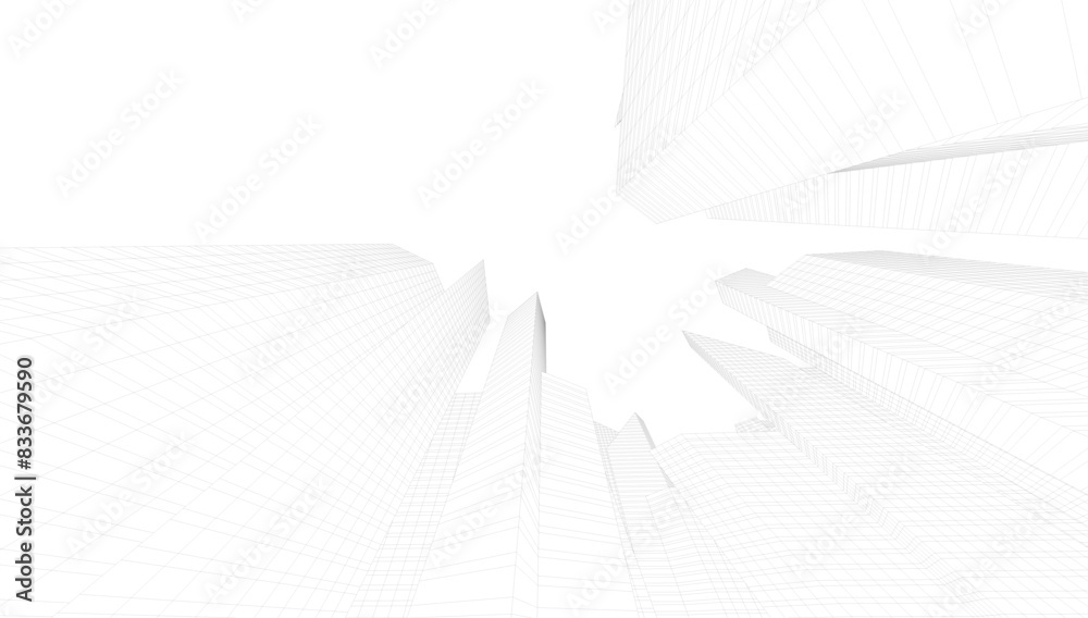 Modern city buildings architectural 3d rendering