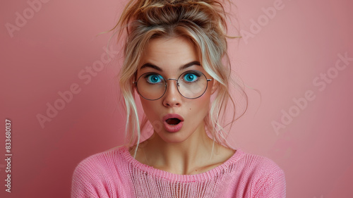 Woman With Glasses Expressing Surprise
